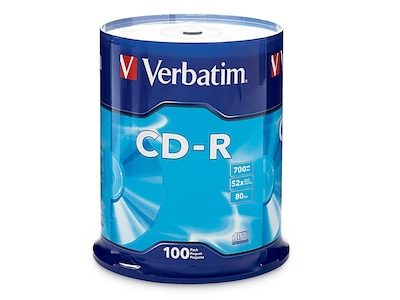 Verbatim 94554 52x CD-R, 700MB Capacity, Gray, 100/Pack