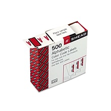 Smead BCCR Color Coded Alphabetic Labels, 1 x 1.25, Red, 500/Roll (67071)