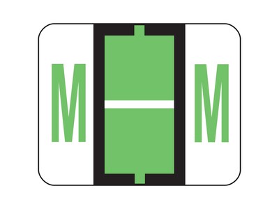 Smead BCCR Color Coded Alphabetic Labels, M, Light Green, 500/Roll (67083)