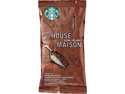 Starbucks House Blend Ground Coffee, Medium Roast, 2.5 oz., 18/Box (11018190)