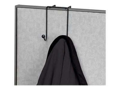 Fellowes Wire Partition Additions Plastic Double Coat Hook, Black (75510)