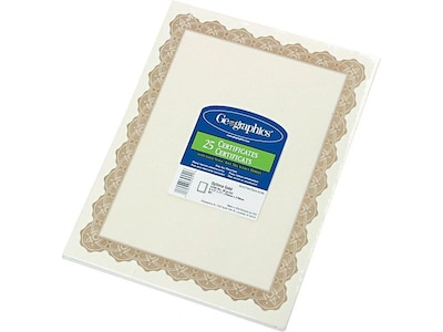 Geographics Optima Gold Award Certificates, 8.5 x 11, White/Gold, 25/Pack (GEO39451)