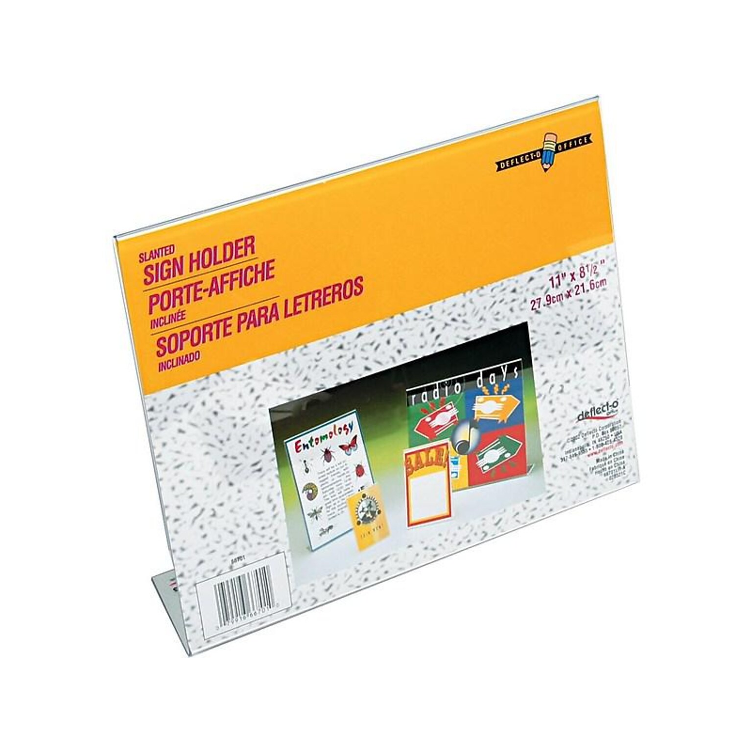 Deflect-O Classic Image Sign Holder, 11 x 8.5, Clear Plastic (66701)