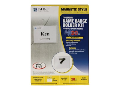 C-Line ID Badge Holders/Cards, Clear with White Inserts, 20/Box (92943)