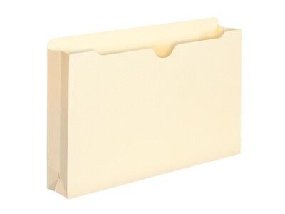 Smead 100% Recycled Reinforced File Jackets, Straight-Cut Tab, 2" Expansion, Legal Size, Manila, 50/Box (75607)