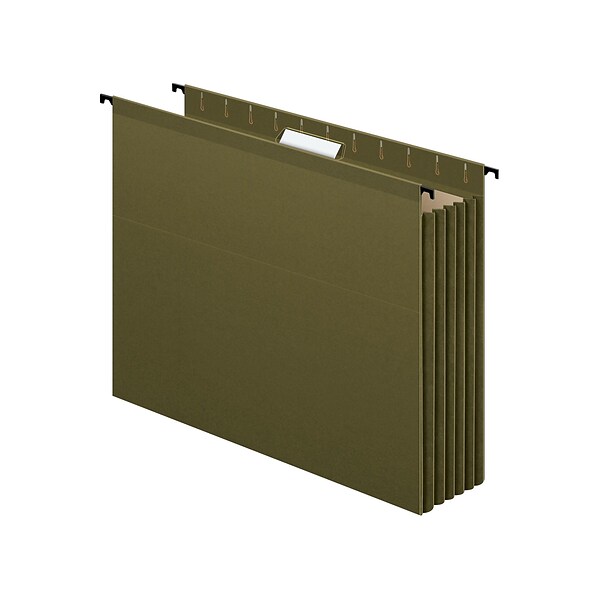 Pendaflex SureHook Hanging File Folders, Extra Capacity, 3-1/2 Expansion, Letter Size, Standard Green, 4/Pack (PFX 09217)