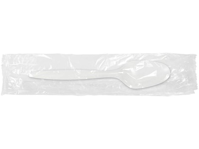 Berkley Square Individually Wrapped Teaspoon, Medium-Weight, White, 1,000/Pack (1103000)