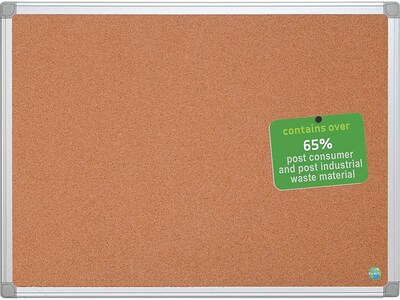 Bi-Office Earth-it Maya Cork Bulletin Board, Aluminum Frame, 4 x 3 (CA051790)