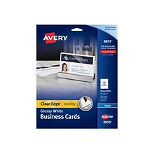 Avery Clean Edge Inkjet Business Cards, 3.5W x 2L, Glossy White, 200/Pack (8859)