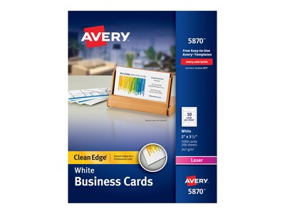Avery Clean Edge2-Sided Business Cards, 3.5W x 2L, Uncoated White 2000/Pack (5870)