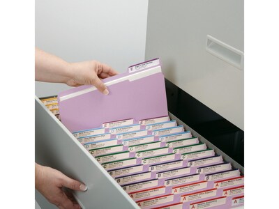 Smead File Folders, 1/3-Cut Tab, Letter Size, Lavender, 100/Box (12443)