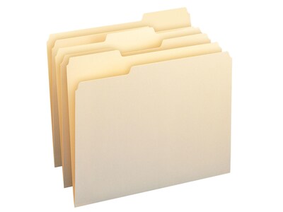 Smead CutLess File Folders, 1/3-Cut Tab, Letter Size, Manila, 100/Box (10341)