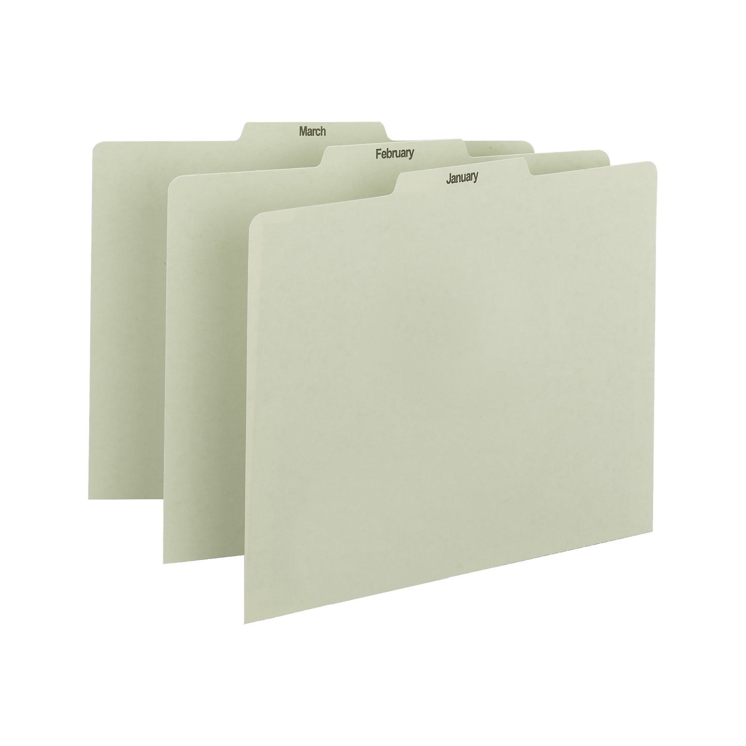 Smead File Guides, Jan-Dec Index, Straight Cut, Letter Size, Gray/Green, 12/Set (50365)