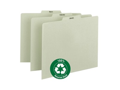 Smead File Guides, Jan-Dec Index, Straight Cut, Letter Size, Gray/Green, 12/Set (50365)