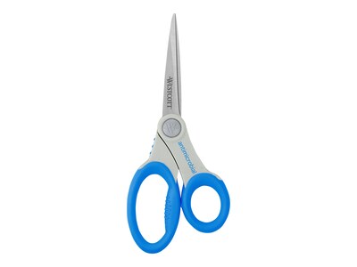 Westcott Soft Handle Straight 8 Stainless Steel Standard Scissors, Sharp Tip, Blue (14643)