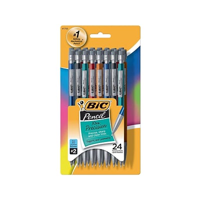 BIC Xtra Precision Mechanical Pencils, No. 2 Hard Lead, 24/Pack (MPLMFP241-BLK)