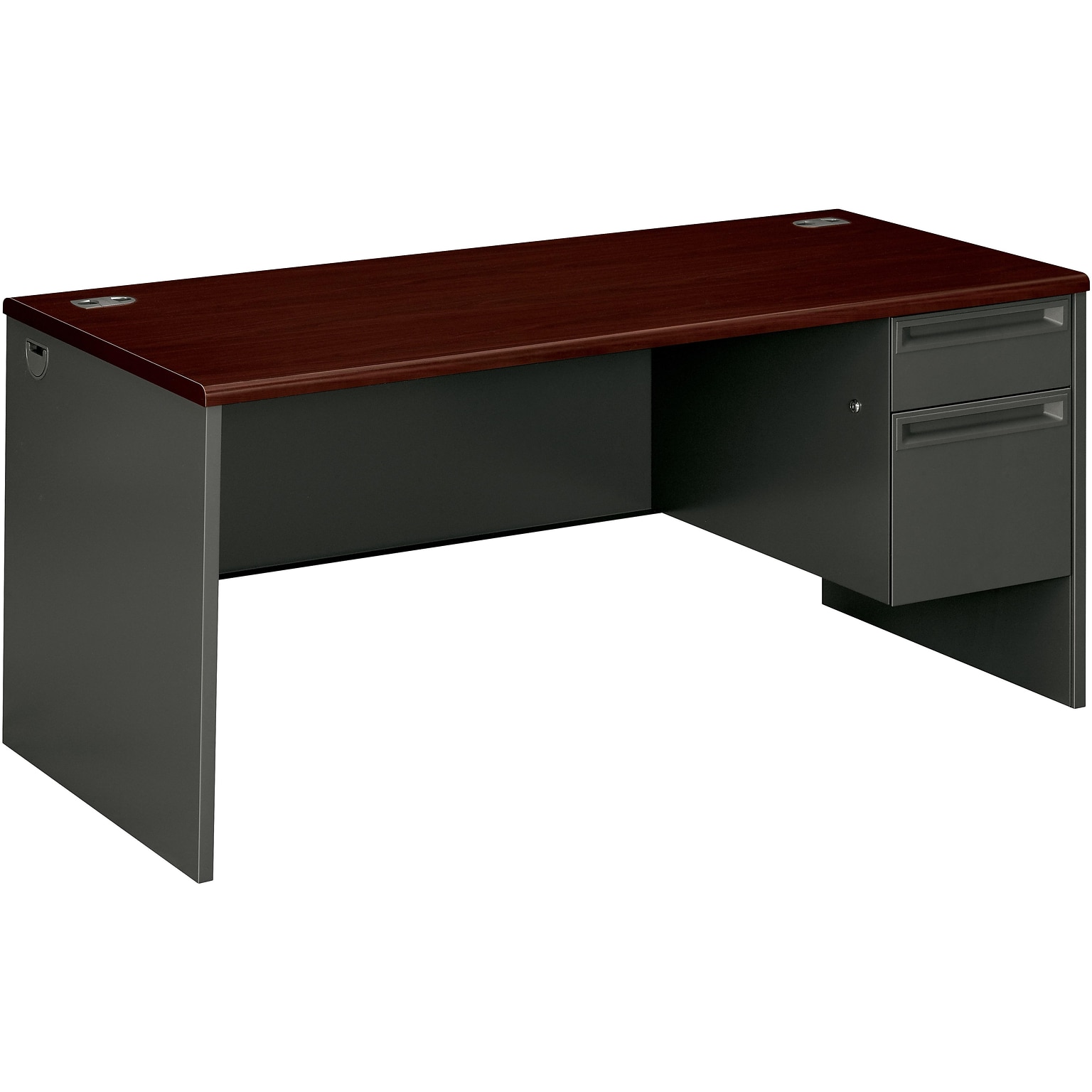 HON 38000 Series 66 Single Right Pedestal Desk, Mahogany/Charcoal (HON38291RNS)