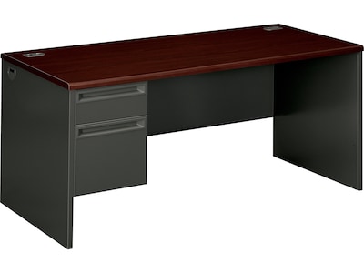 HON 38000 Series 66 Single Left Pedestal Desk, Mahogany/Charcoal (HON38292LNS)