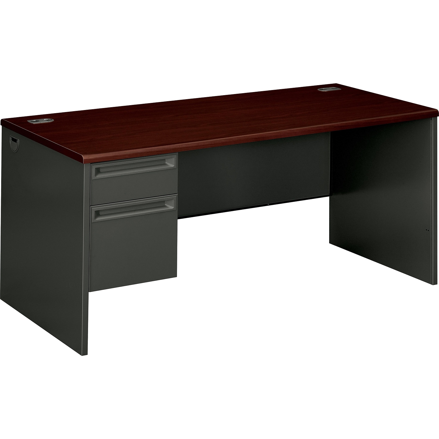 HON 38000 Series 66 Single Left Pedestal Desk, Mahogany/Charcoal (HON38292LNS)