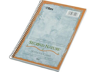 TOPS Second Nature 1-Subject Notebooks, 6 x 9.5, College Ruled, 80 Sheets, Blue (74109)