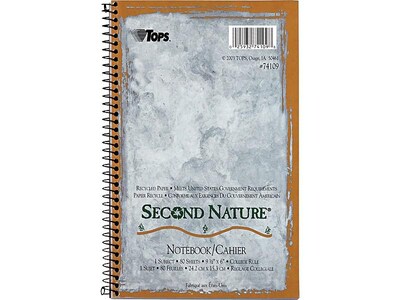 TOPS Second Nature 1-Subject Notebooks, 6" x 9.5", College Ruled, 80 Sheets, Blue (74109)