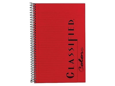 TOPS Classified Colors 1-Subject Notebooks, 5.5 x 8.5, Narrow Ruled, 100 Sheets, Red (73505)