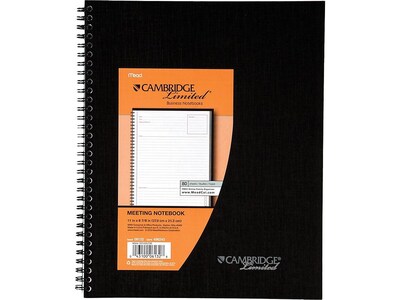 Cambridge 1-Subject Professional Notebooks, 8.88" x 11", Wide Ruled, 80 Sheets, Black (06132)