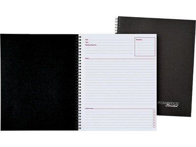 Cambridge 1-Subject Professional Notebooks, 8.88" x 11", Wide Ruled, 80 Sheets, Black (06132)