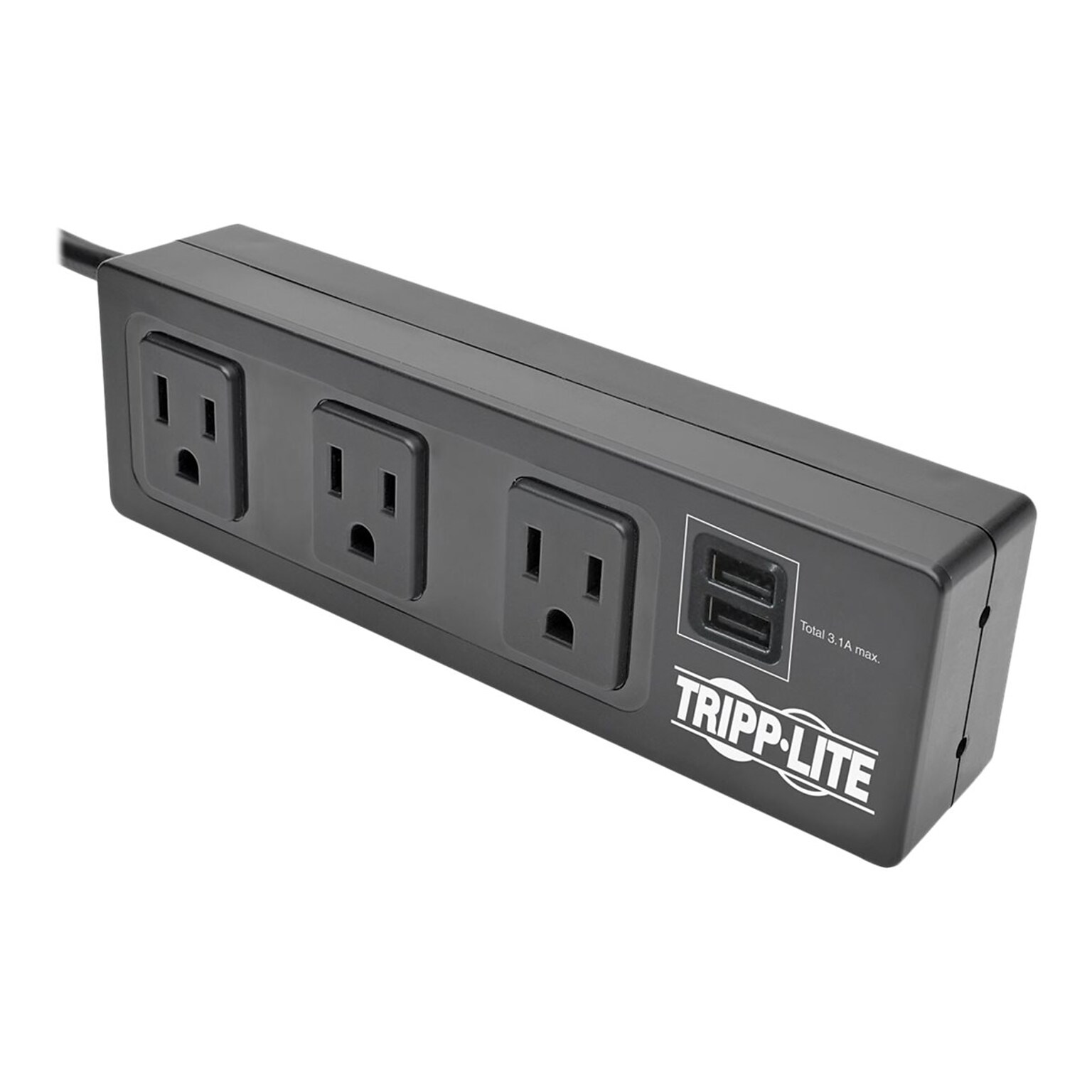 Tripp Lite Protect It! 3-Outlet Surge Protector, 10 Cord (TLP310USBS)