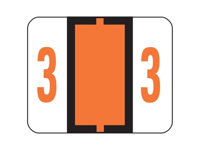 Smead BCCRN Color Coded Numeric Labels, 3, Dark Orange, 500/Roll (67373)