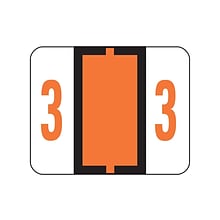 Smead BCCRN Color Coded Numeric Labels, 3, Dark Orange, 500/Roll (67373)