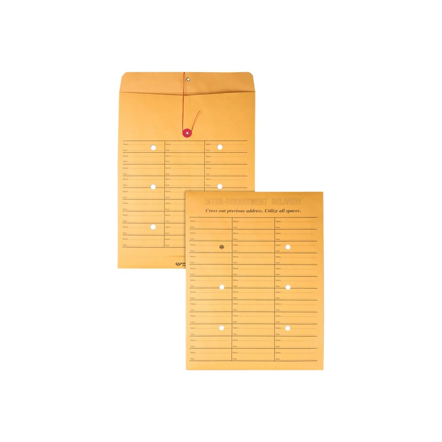 Quality Park Kraft Button & String Inter-Departmental Envelope 10 x 13, Brown, 100/Box (QUA63562)