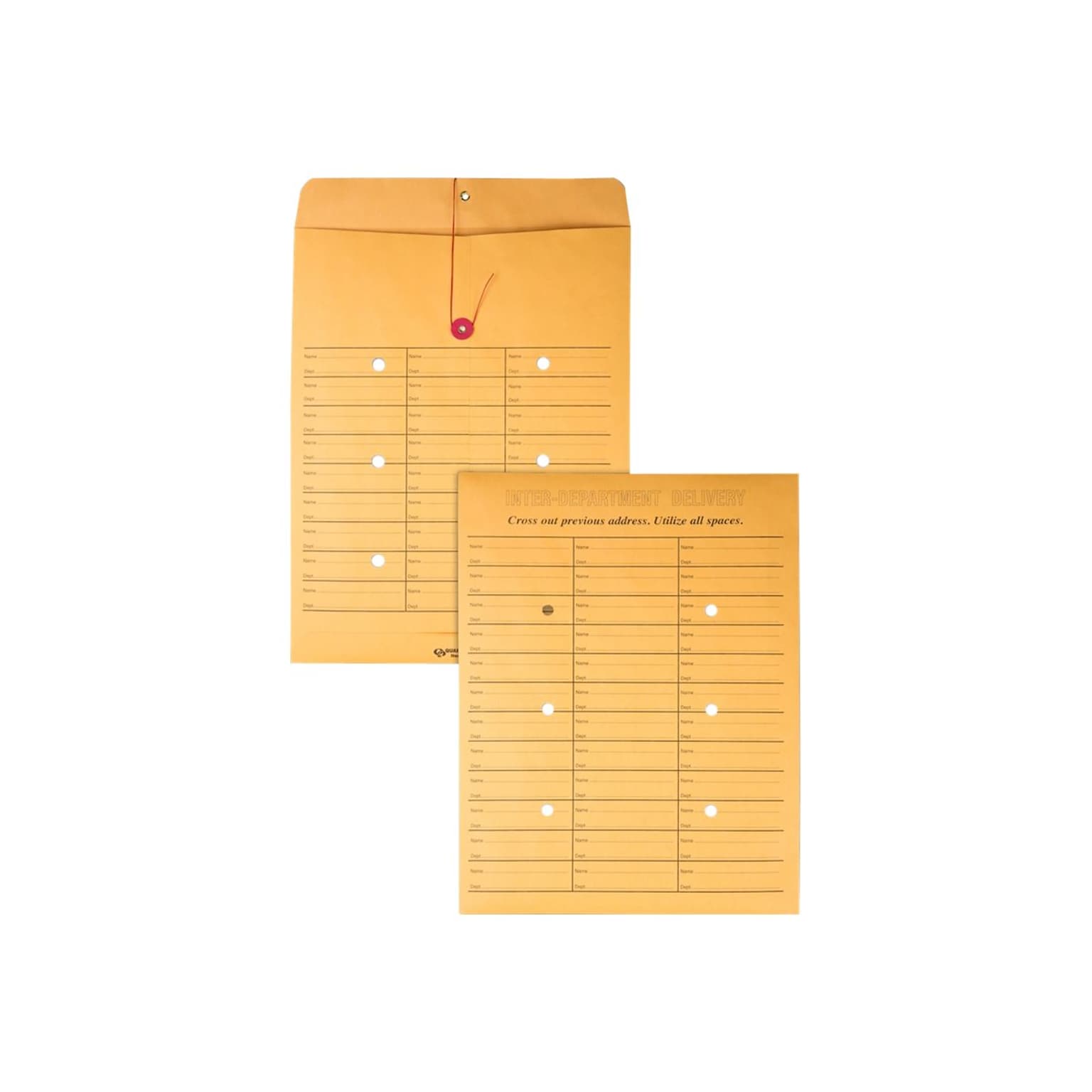 Quality Park Button & String Inter-Departmental Envelopes, 10 x 13, Brown, 100/Box (QUA63562)