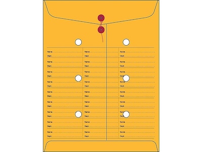 Quality Park Kraft Button & String Inter-Departmental Envelope 10" x 13", Brown, 100/Box (QUA63562)