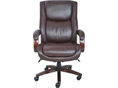 La-Z-Boy Winston Ergonomic Faux Leather Executive Big & Tall Chair, 400 lb. Capacity, Brown (44763)