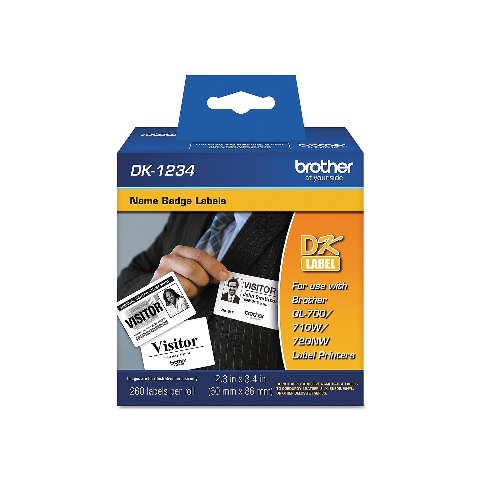 Brother Sticker Name Tags/Labels, White, 260/Roll (DK-1234)