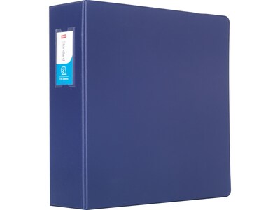 Staples Standard 3 3-Ring Non-View Binder With Label Holder, Navy Blue (26424-CC)