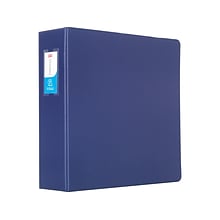 Staples Standard 3 3-Ring Non-View Binder With Label Holder, Navy Blue (26424-CC)