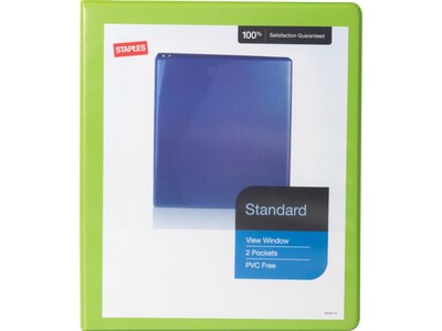 Standard 1/2 3 Ring View Binder with D-Rings, Chartreuse (26428-CC)