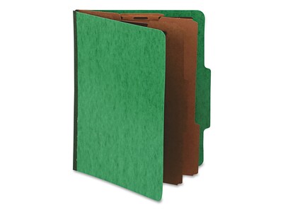 Pendaflex PressGuard Classification Folders, 2/5-Cut Top Tab, Letter Size, 2 Dividers, Green, 10/Box (PFX1257GR)