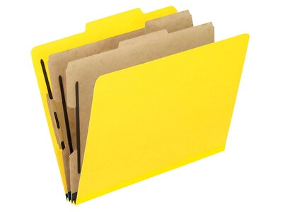 Pendaflex® Six-Section Colored PressGuard Heavy Duty Classification Folders, Letter Size, Yellow, 10/Box (PFX1257Y)