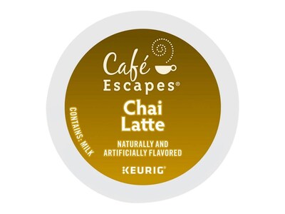 Cafe Escapes Chai Latte Coffee, Keurig® K-Cup® Pods, Light Roast, 24/Box (6805)