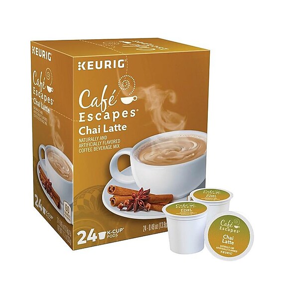 Café Escapes Chai Latte Tea, Keurig® K-Cup® Pods, 24/Box (6805)