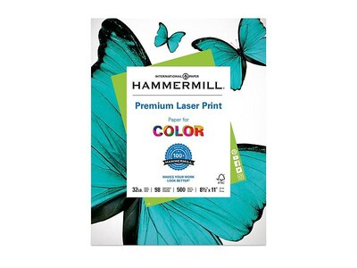 Hammermill Premium Laser Print 8.5" x 11" Multipurpose Paper, 32 lbs, 98 Brightness, 500/Ream (104646)