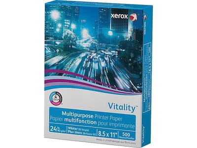 Xerox Vitality 8.5" x 11" Multipurpose Paper, 24 lbs., 92 Brightness, 500 Sheets/Ream (3R02531)