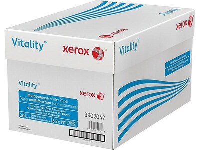 Xerox® Vitality® 8.5" x 11" Multipurpose Paper, 20 lbs., 92 Brightness, 10 Reams/Carton (3R02047)