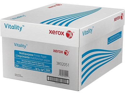 Xerox® Vitality® 8.5" x 14" Multipurpose Paper, 20 lbs., 92 Brightness, 10 Reams/Carton (3R02051)