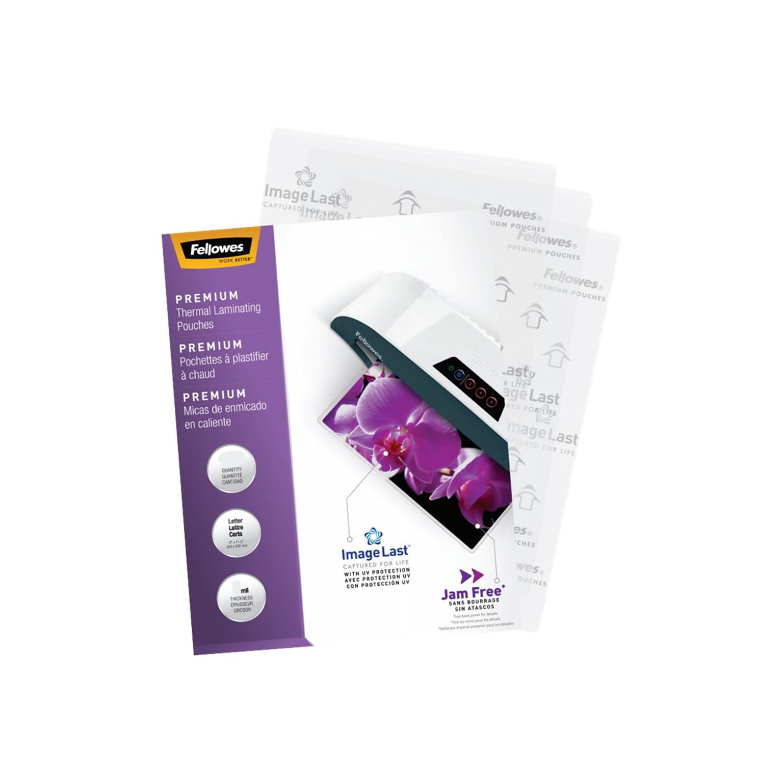 Fellowes ImageLast Premium Thermal Laminating Pouches, Letter Size, 5 Mil, 60/Pack (5288001)