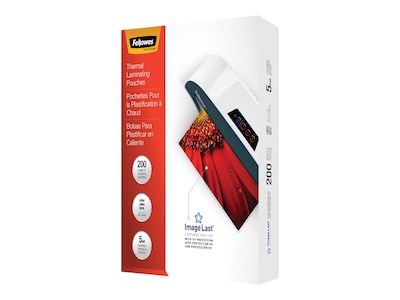 Fellowes ImageLast Premium Thermal Laminating Pouches, Letter Size, 5 Mil, 200/Pack (5245301)