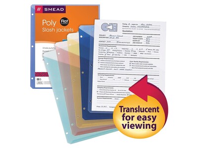 Smead Organized Up Poly Binder Pockets, 3-Hole Punched, Assorted Colors, 5/Pack (89505)